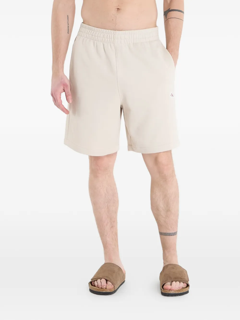 Calvin Klein logo-patch elasticated-waist shorts | Neutrals | Image 1