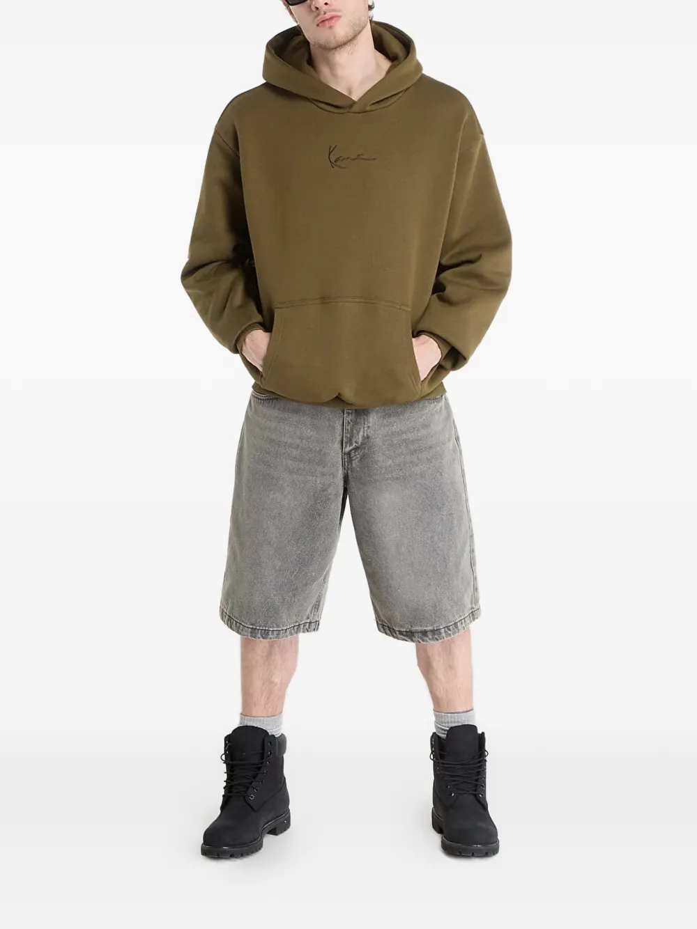 karl kani Hoodie met geborduurd logo Groen