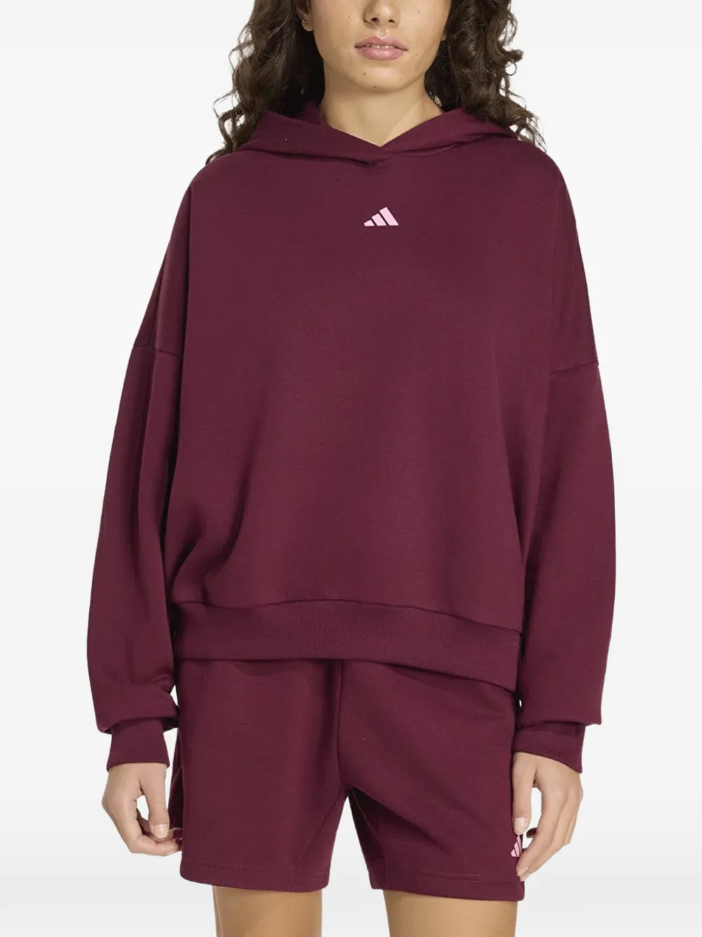 adidas logo-print drop-shoulder hoodie - Rosso