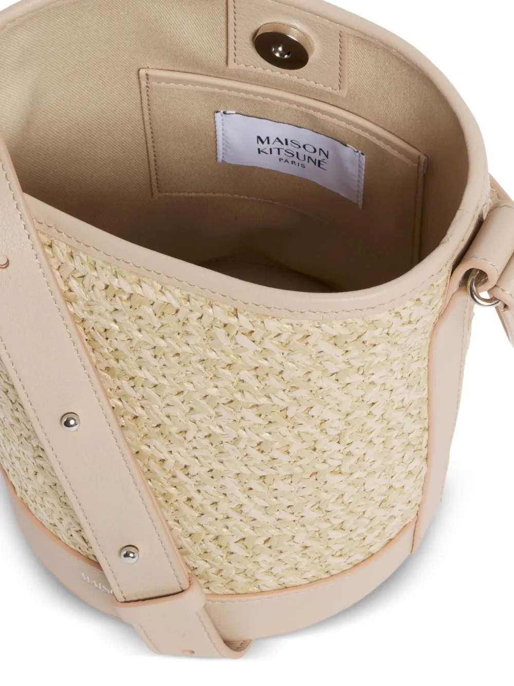 Maison Kitsuné Geweven bucket-tas met stro Beige