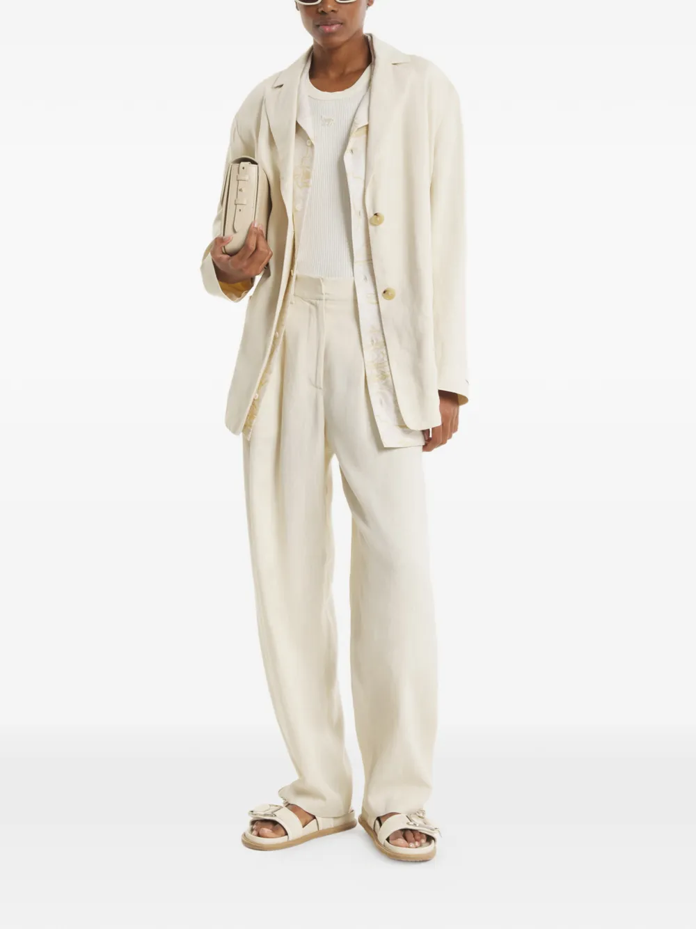 Maison Kitsuné Jack met opgestikte zak en gekerfde revers Beige