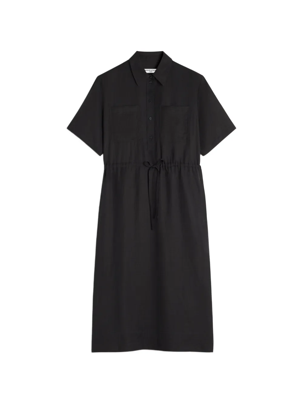 Maison Kitsuné drawstring-waist shirt midi dress - Nero