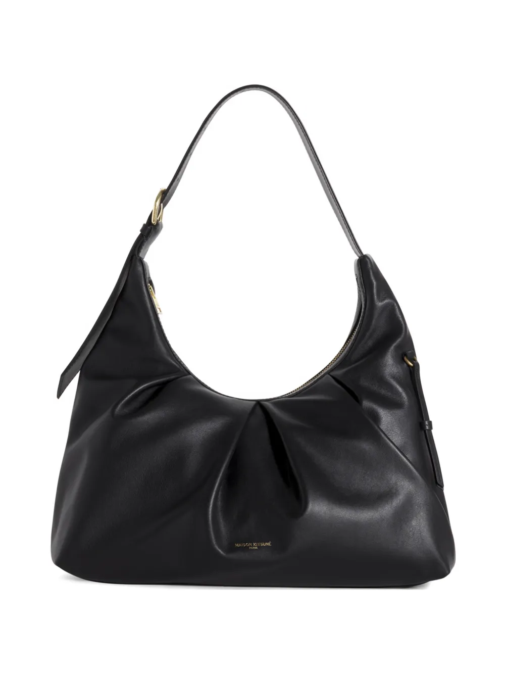 Maison Kitsuné Bloom pleated-leather shoulder bag - Nero