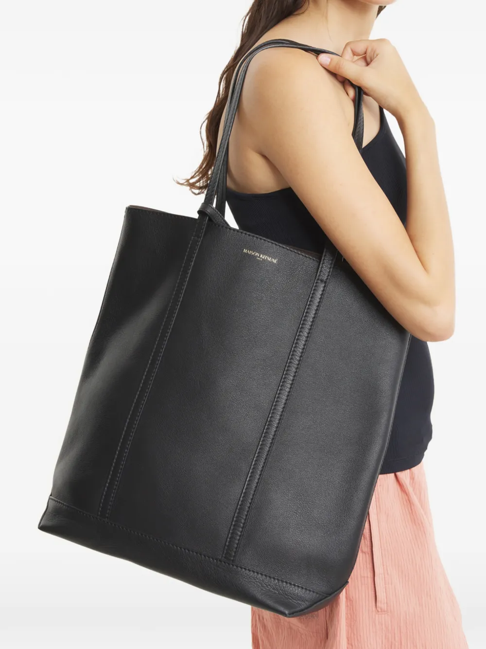 Maison Kitsuné Shopper met logoprint Zwart