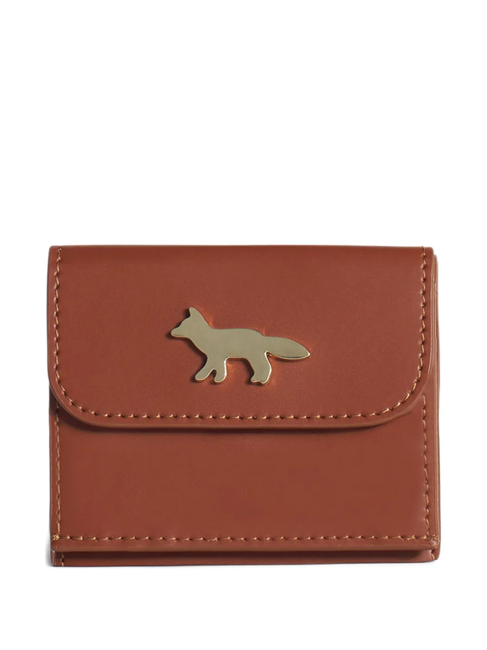 Maison Kitsuné Edie fox-plaque leather wallet - Marrone
