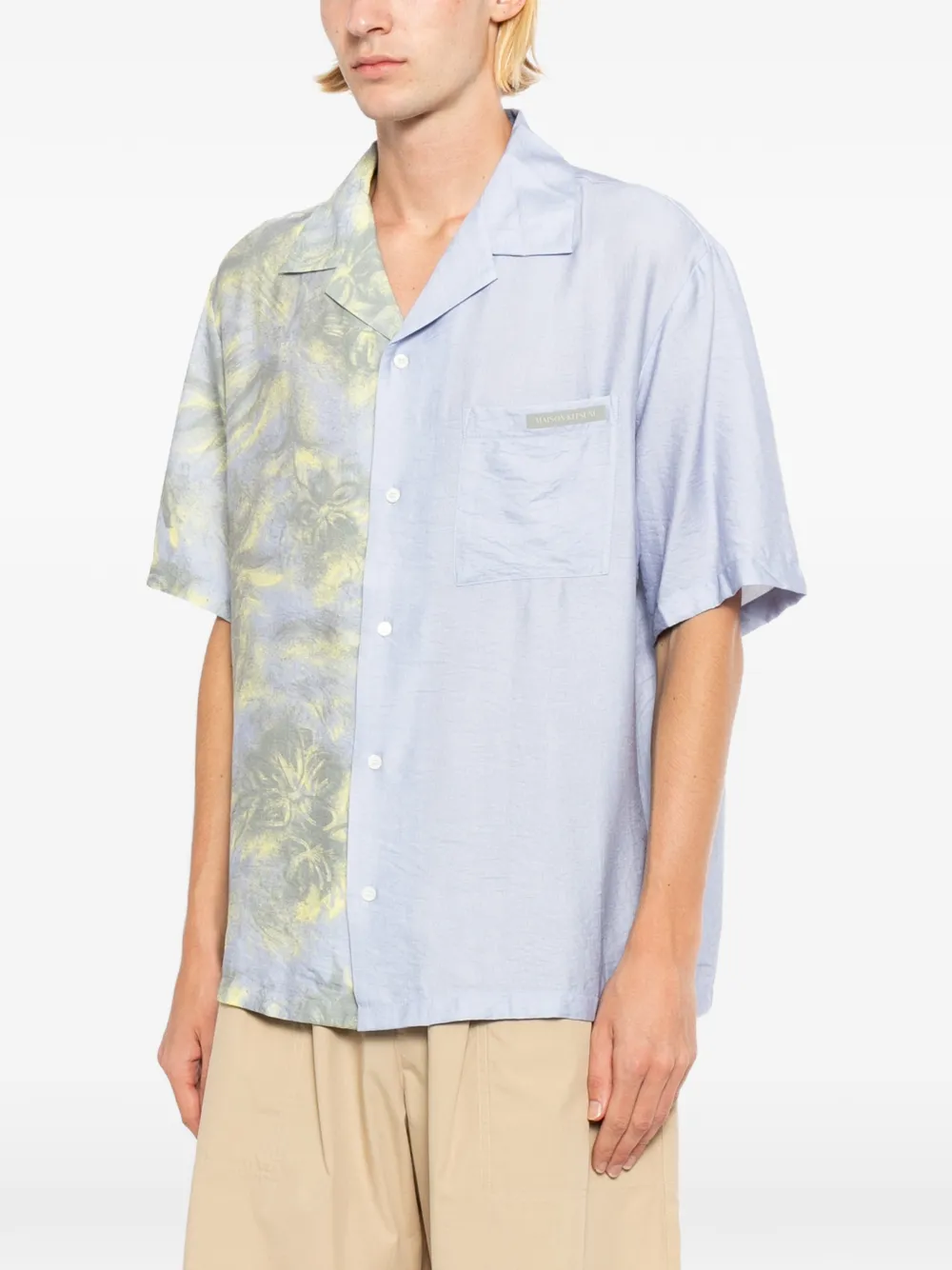 Maison Kitsuné Overhemd met bloemenprint Blauw