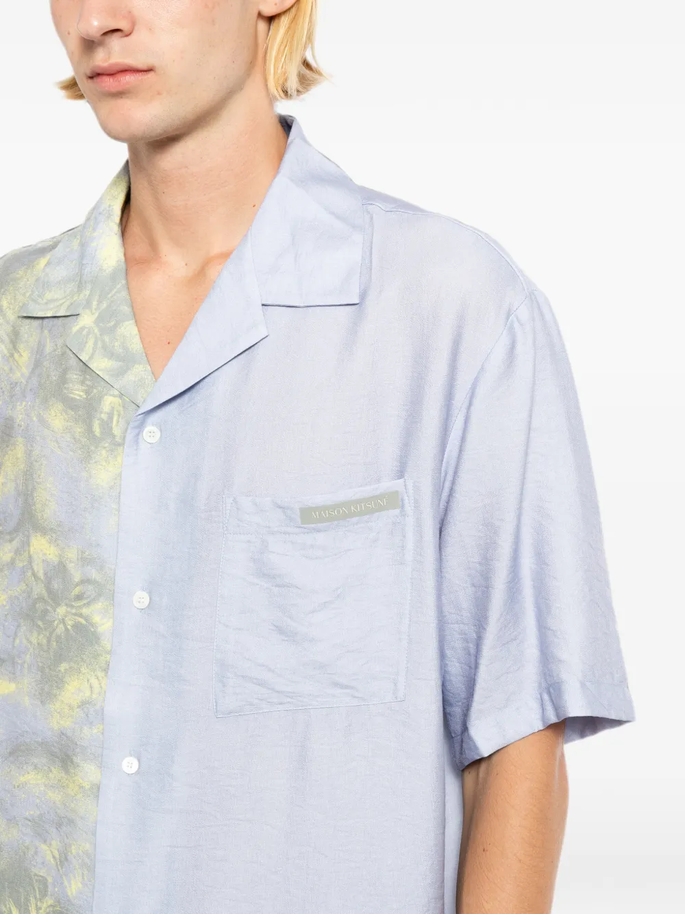 Maison Kitsuné Overhemd met bloemenprint Blauw