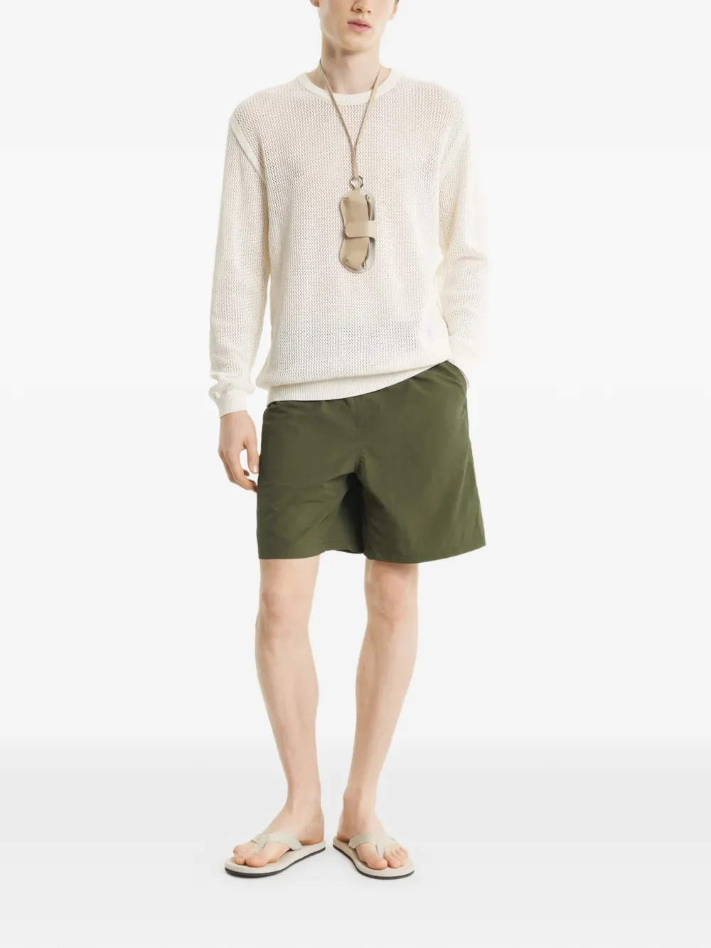 Maison Kitsuné Shorts met ceintuur en logo-print Groen