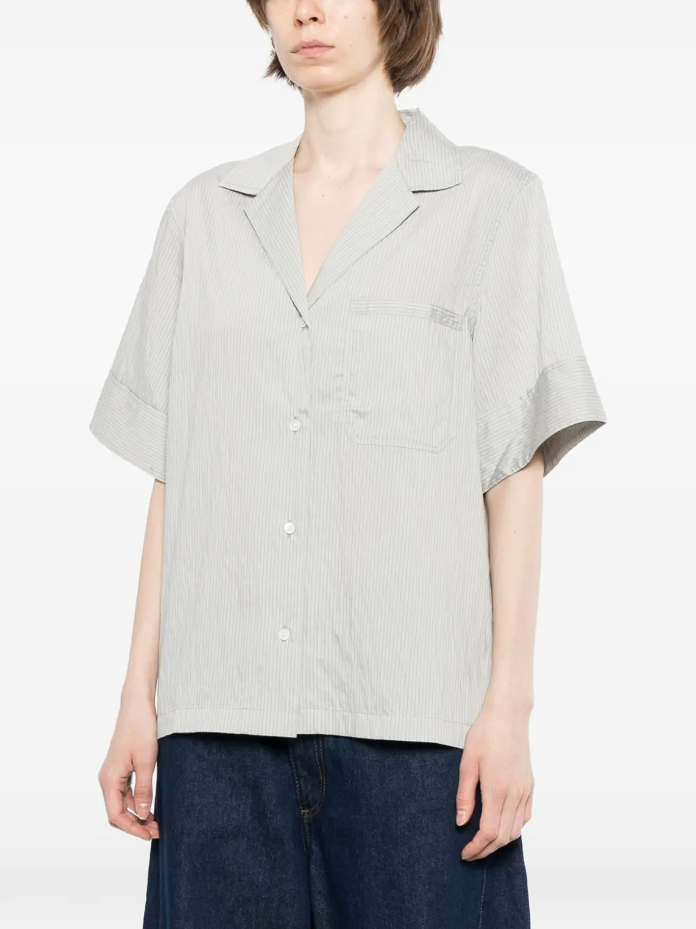 Maison Kitsuné Gestreept Resort overhemd Grijs