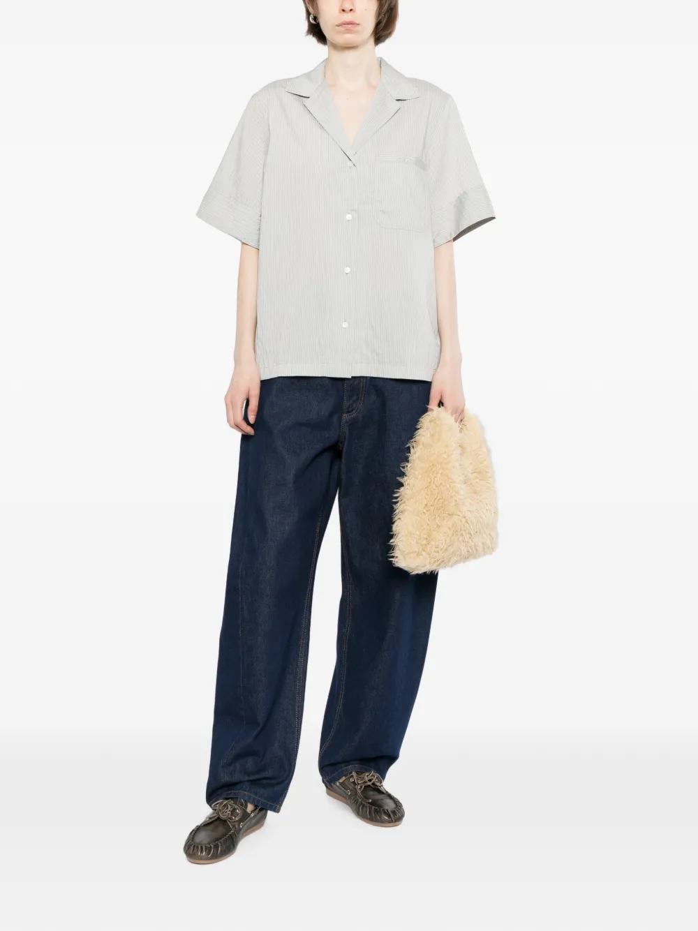 Maison Kitsuné Gestreept Resort overhemd Grijs