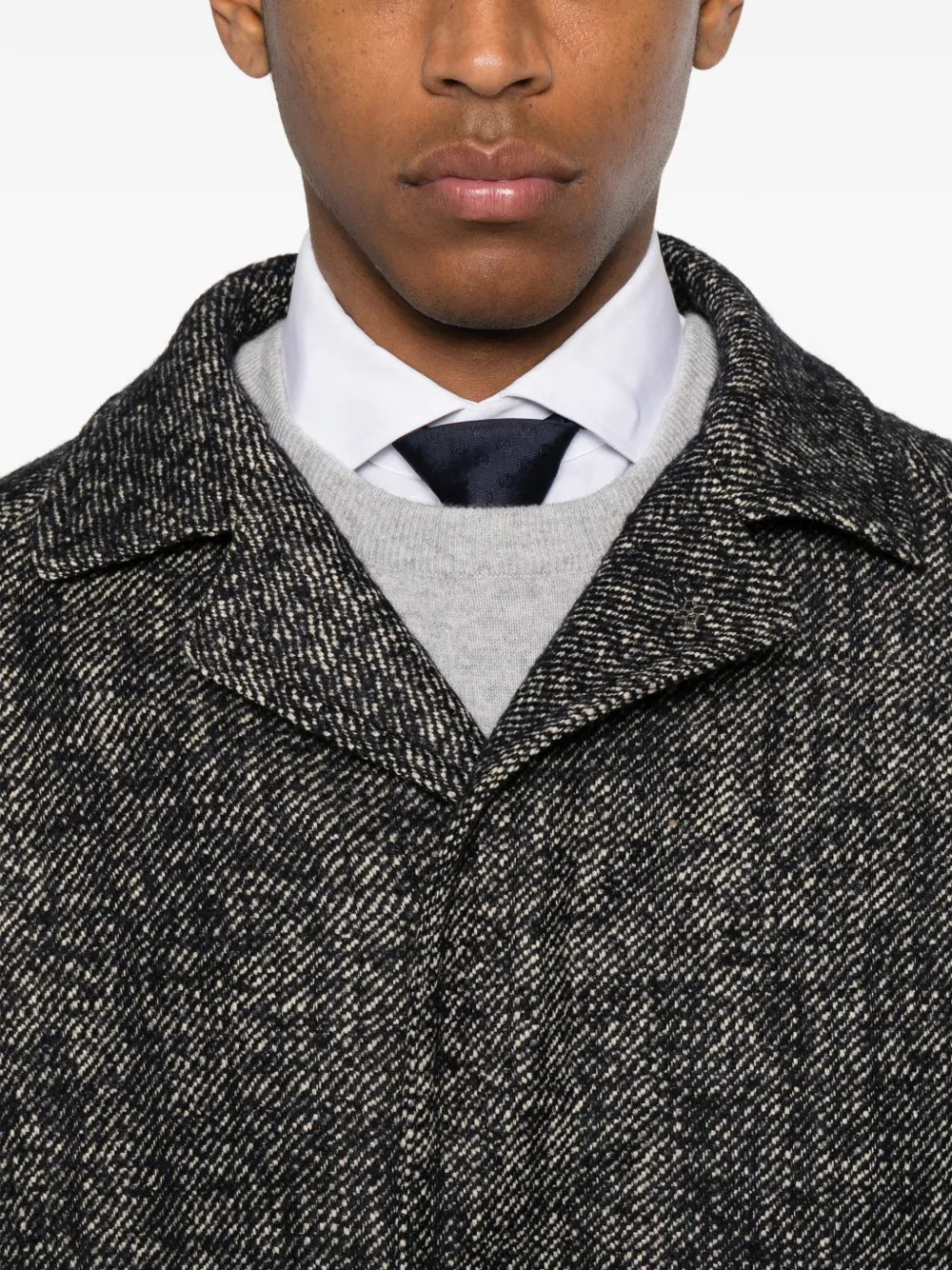 Tagliatore Jas met visgraat-patroon en knoopsluiting Blauw