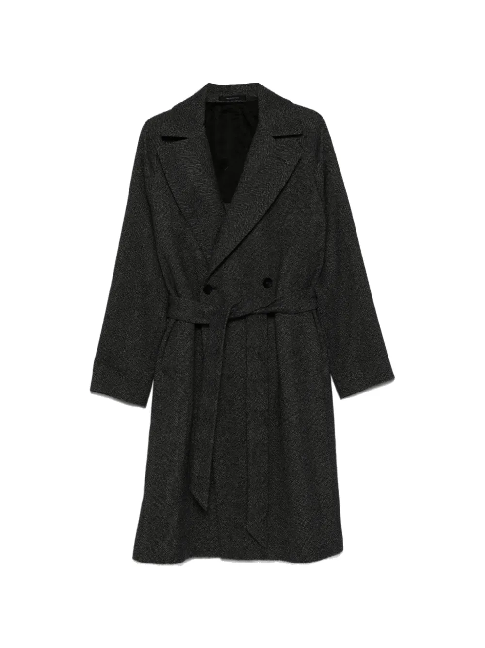 Tagliatore herringbone-pattern belted coat - Grigio