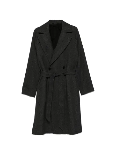 Tagliatore herringbone-pattern belted coat