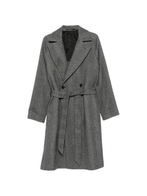 Tagliatore herringbone-pattern belted coat