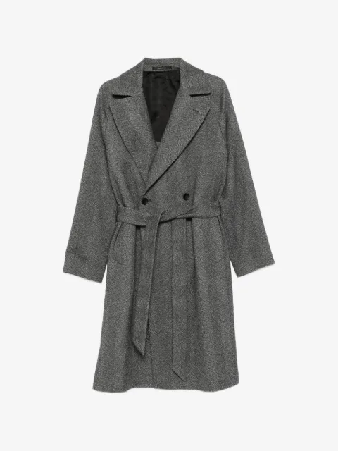 Tagliatore herringbone-pattern belted coat