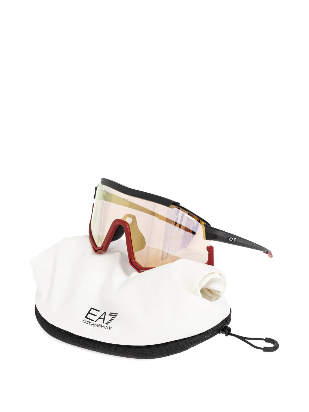 Ea7 Emporio Armani Zonnebril met schild montuur en logo-detail Zwart