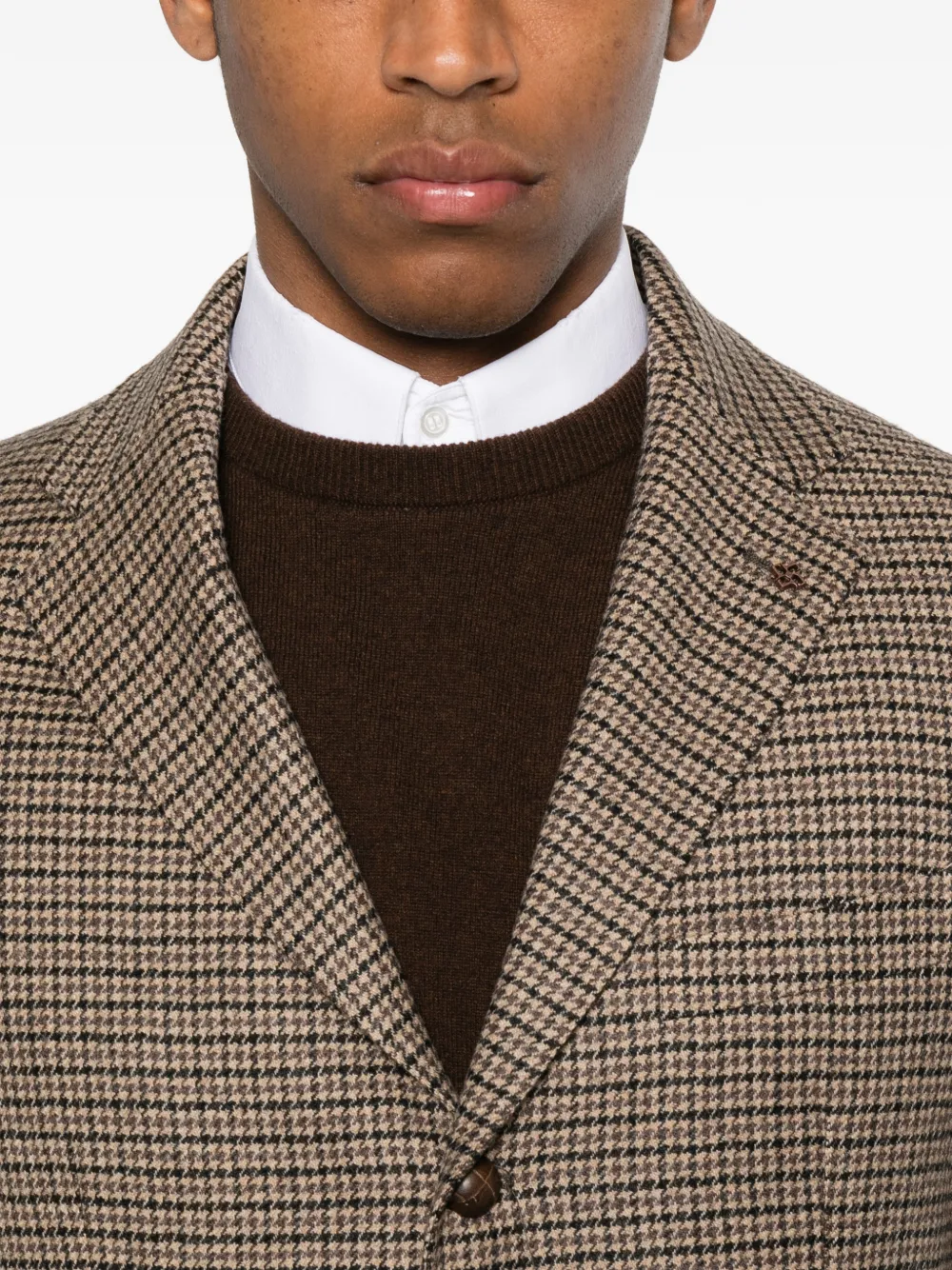 Tagliatore Blazer met pied-de-poule print Beige