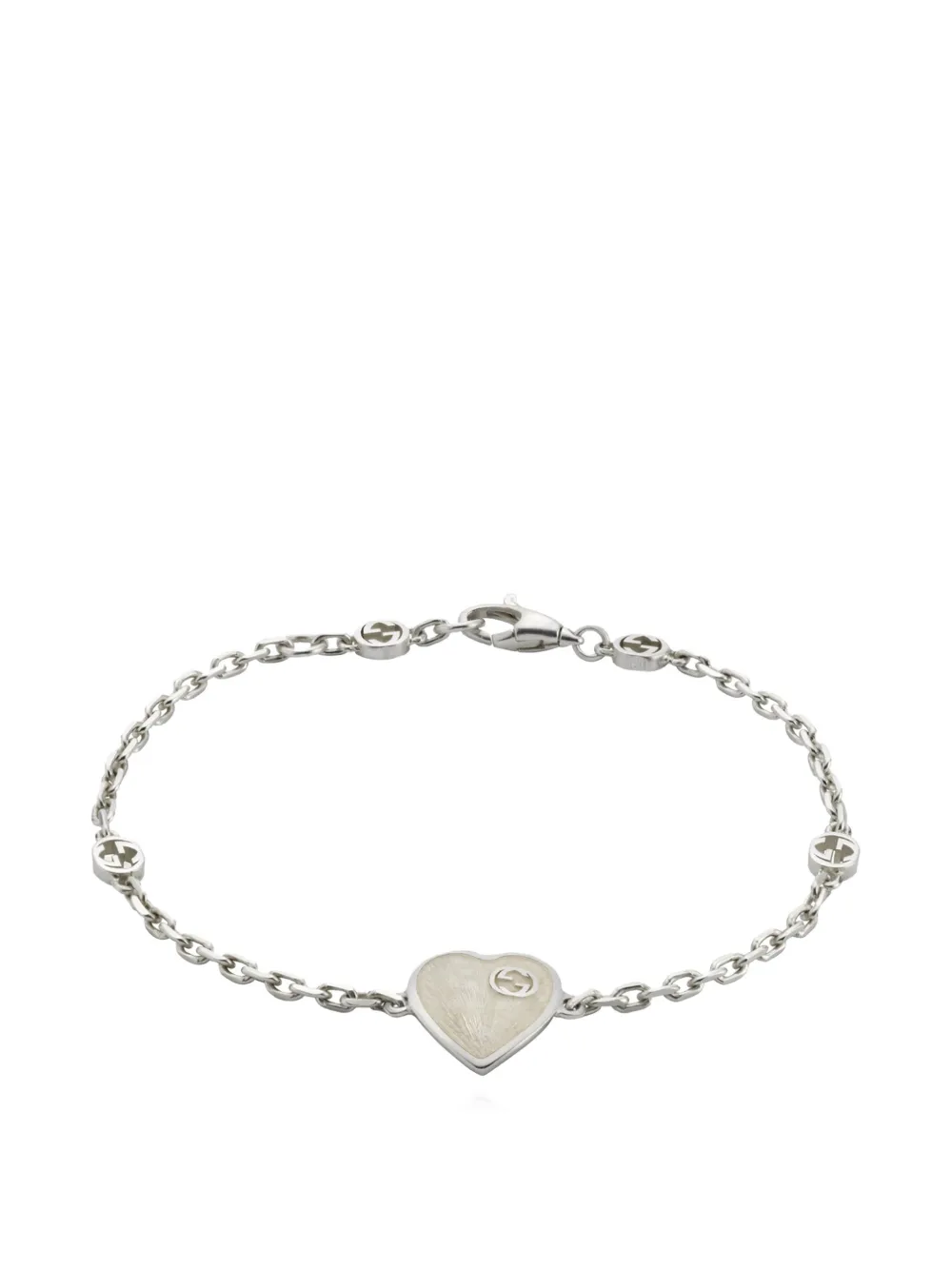Gucci heart-pendant Interlocking G bracelet - Silber