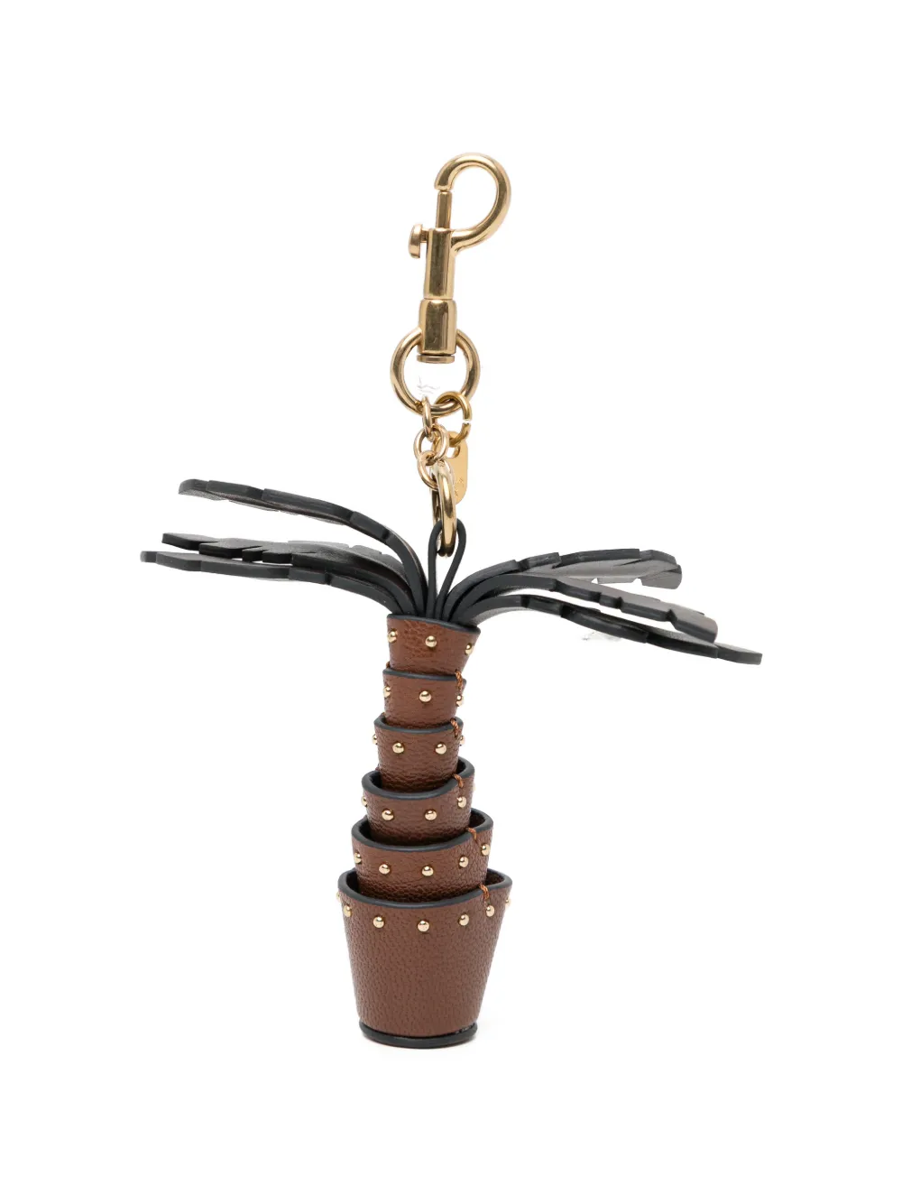 Anya Hindmarch Palm Tree stud-embellished keyring - Marrone