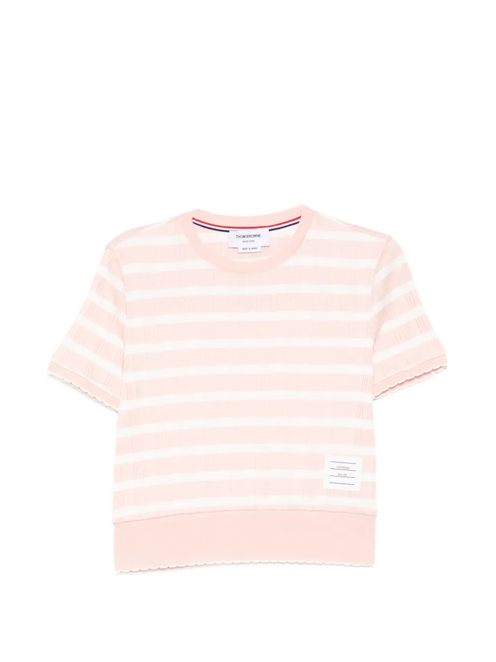 Thom Browne logo-patched striped T-shirt - Rosa