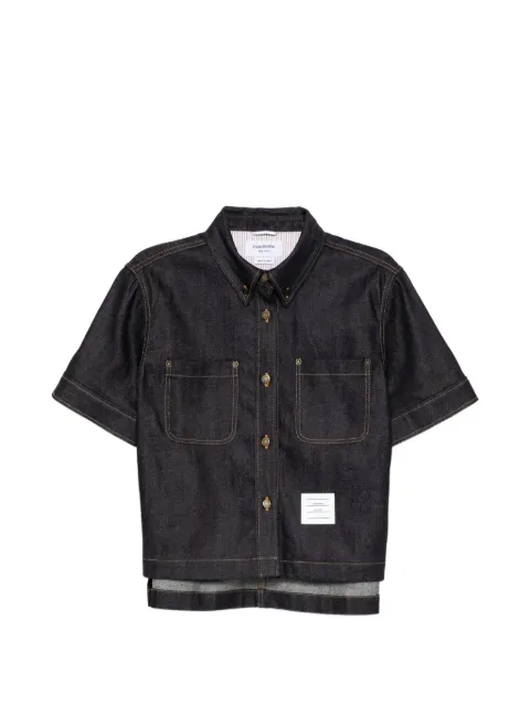 Thom Browne logo-patched short-sleeved shirt