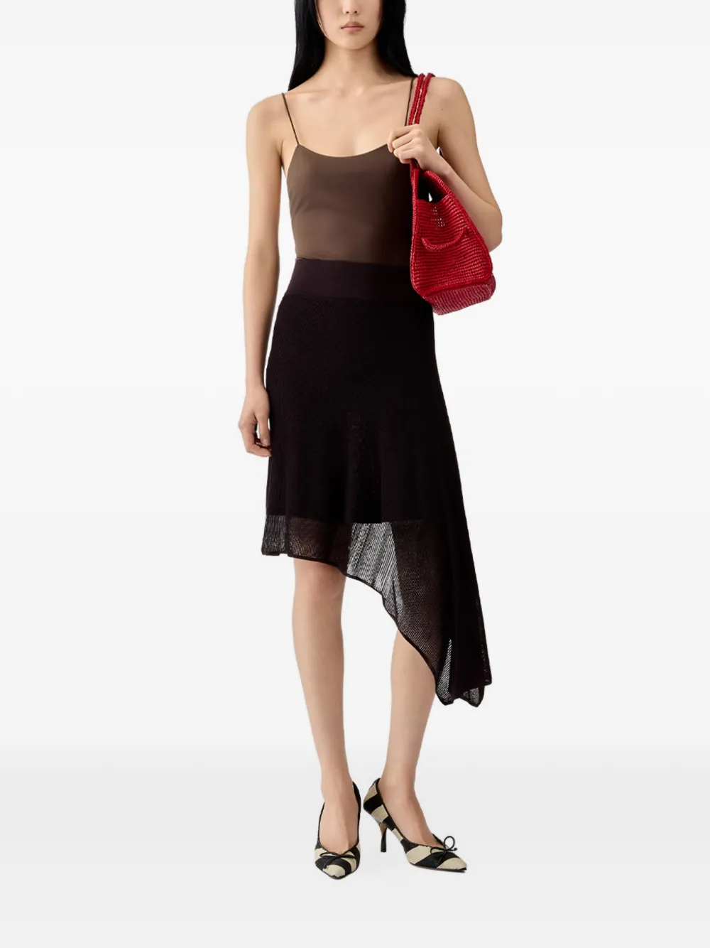 Jacquemus The Voile asymmetrische rok Bruin