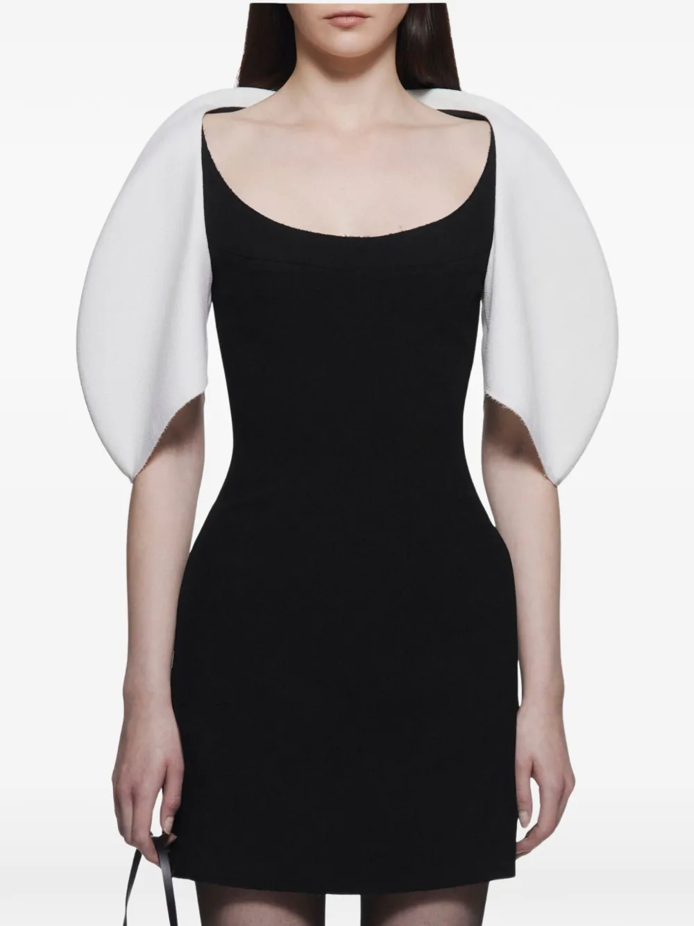 CHATS BY C.DAM Estelle mini-jurk met pofmouwen en yoke-detail Zwart