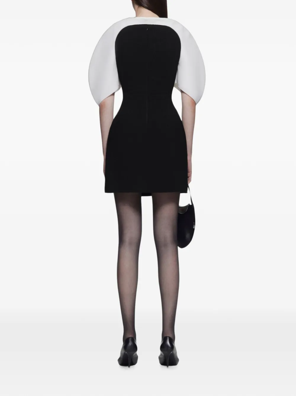 CHATS BY C.DAM Estelle mini-jurk met pofmouwen en yoke-detail Zwart