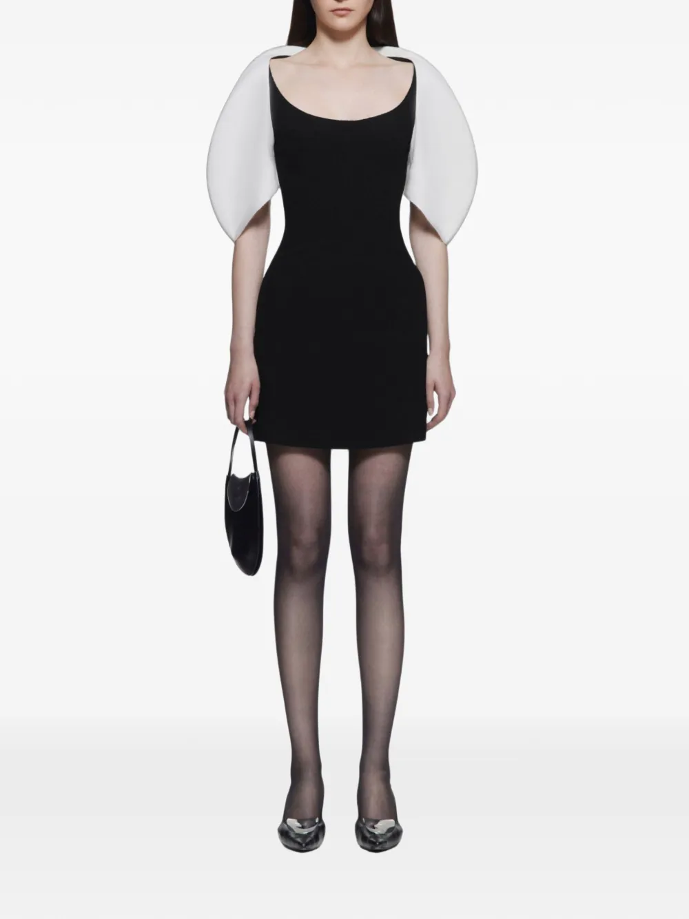 CHATS BY C.DAM Estelle mini-jurk met pofmouwen en yoke-detail Zwart