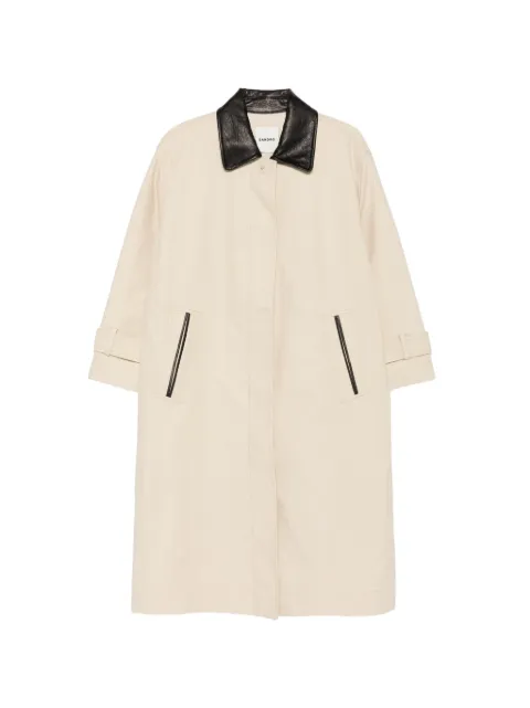 SANDRO leather-collar single-breasted coat
