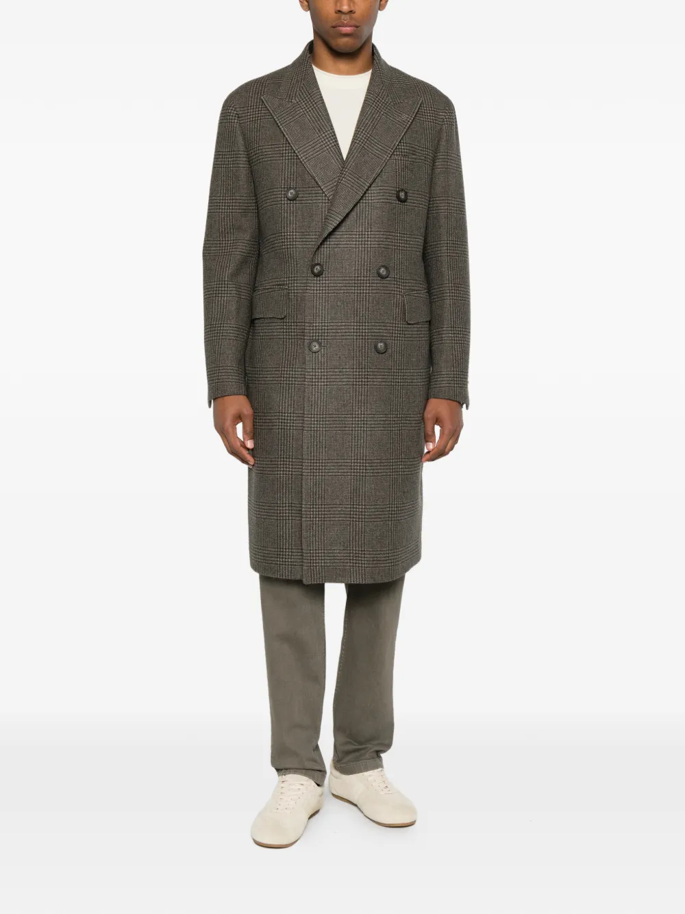 Tagliatore Prince of Wales geruite jas met dubbele rij knopen Bruin