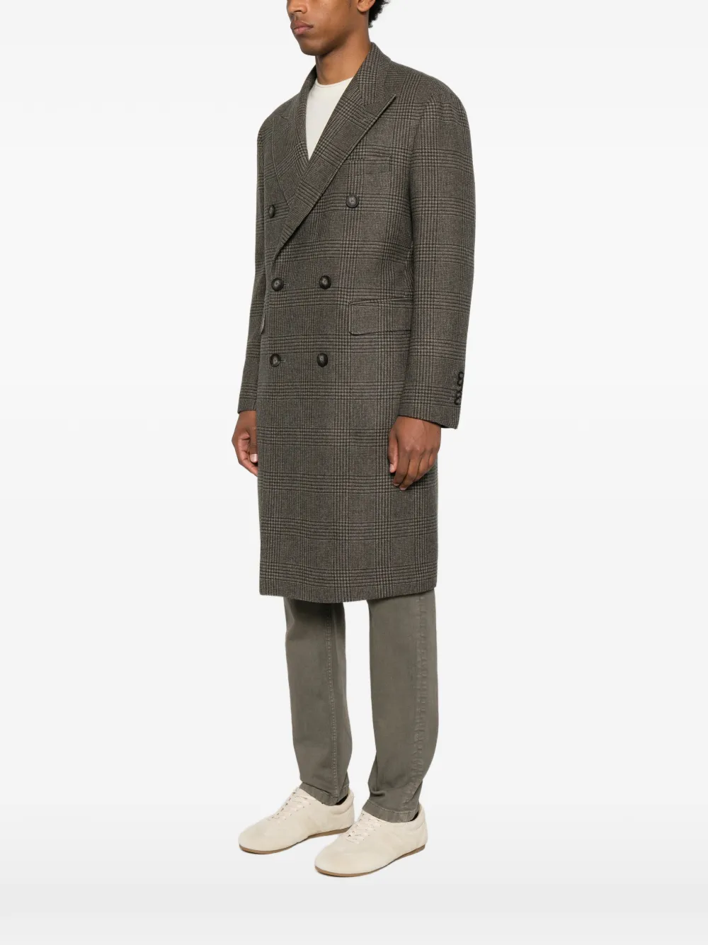 Tagliatore Prince of Wales geruite jas met dubbele rij knopen Bruin