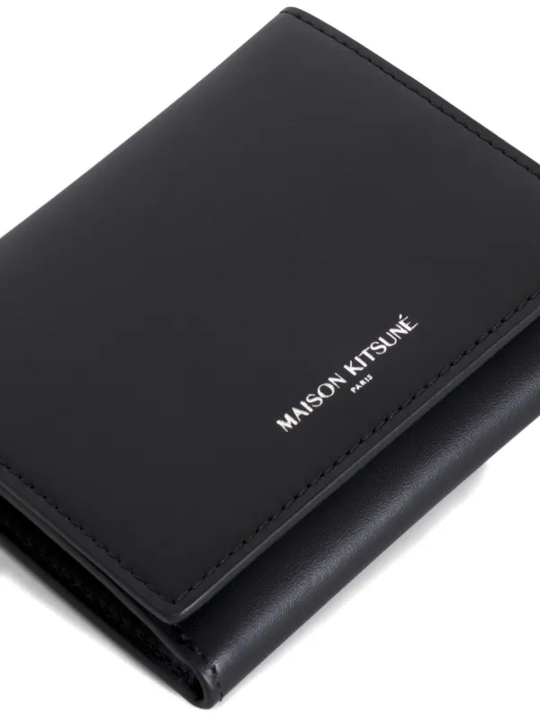 Maison Kitsuné logo-print Trifold Wallet | Black | FARFETCH JO