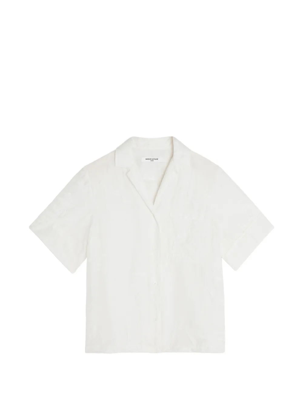 Maison Kitsuné Parisian Map embroidered short-sleeve shirt - Bianco
