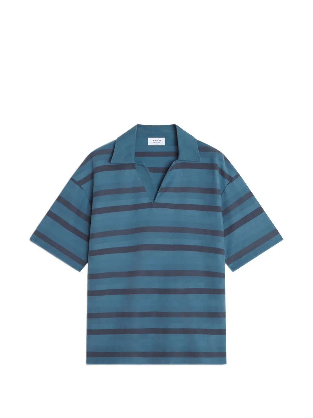 Maison Kitsuné striped short-sleeve polo-collar T-shirt - Blu