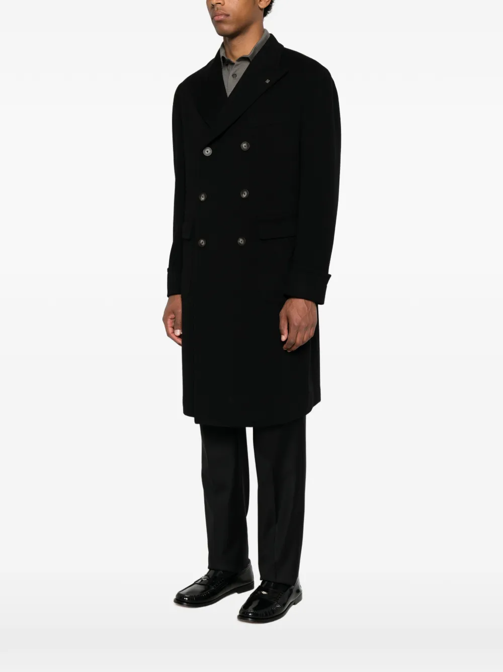 Tagliatore Mantel met dubbele rij knopen Zwart