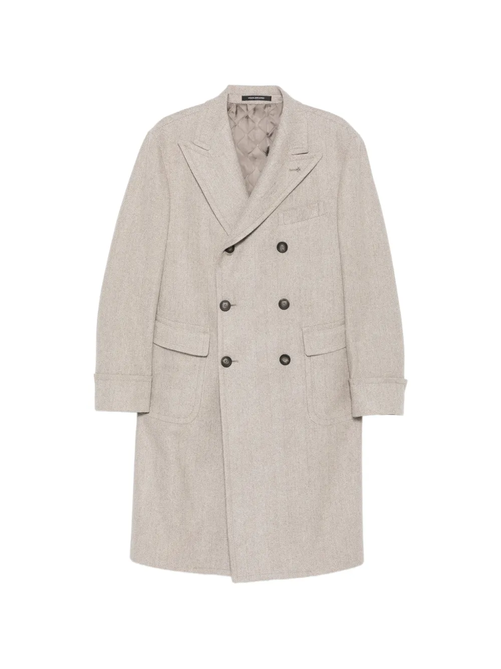 Tagliatore double-breasted herringbone-pattern coat - Neutrals