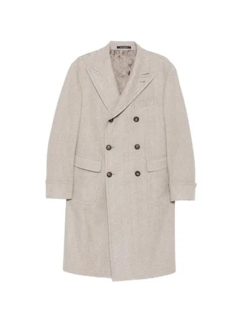 Tagliatore double-breasted herringbone-pattern coat