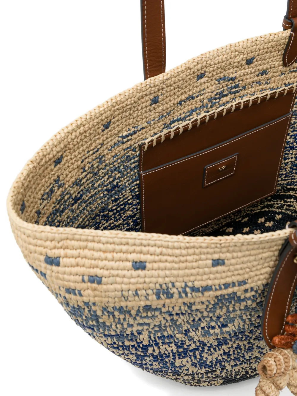 Anya Hindmarch Geweven raffia hopper met bedel Blauw