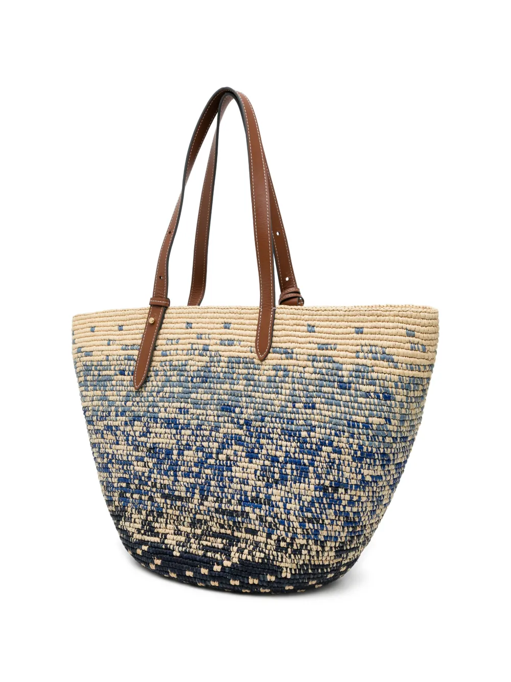 Anya Hindmarch Geweven raffia hopper met bedel Blauw