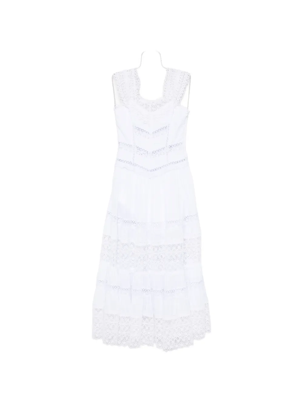 Charo Ruiz Ibiza Amaira lace-panelled tiered maxi dress - White