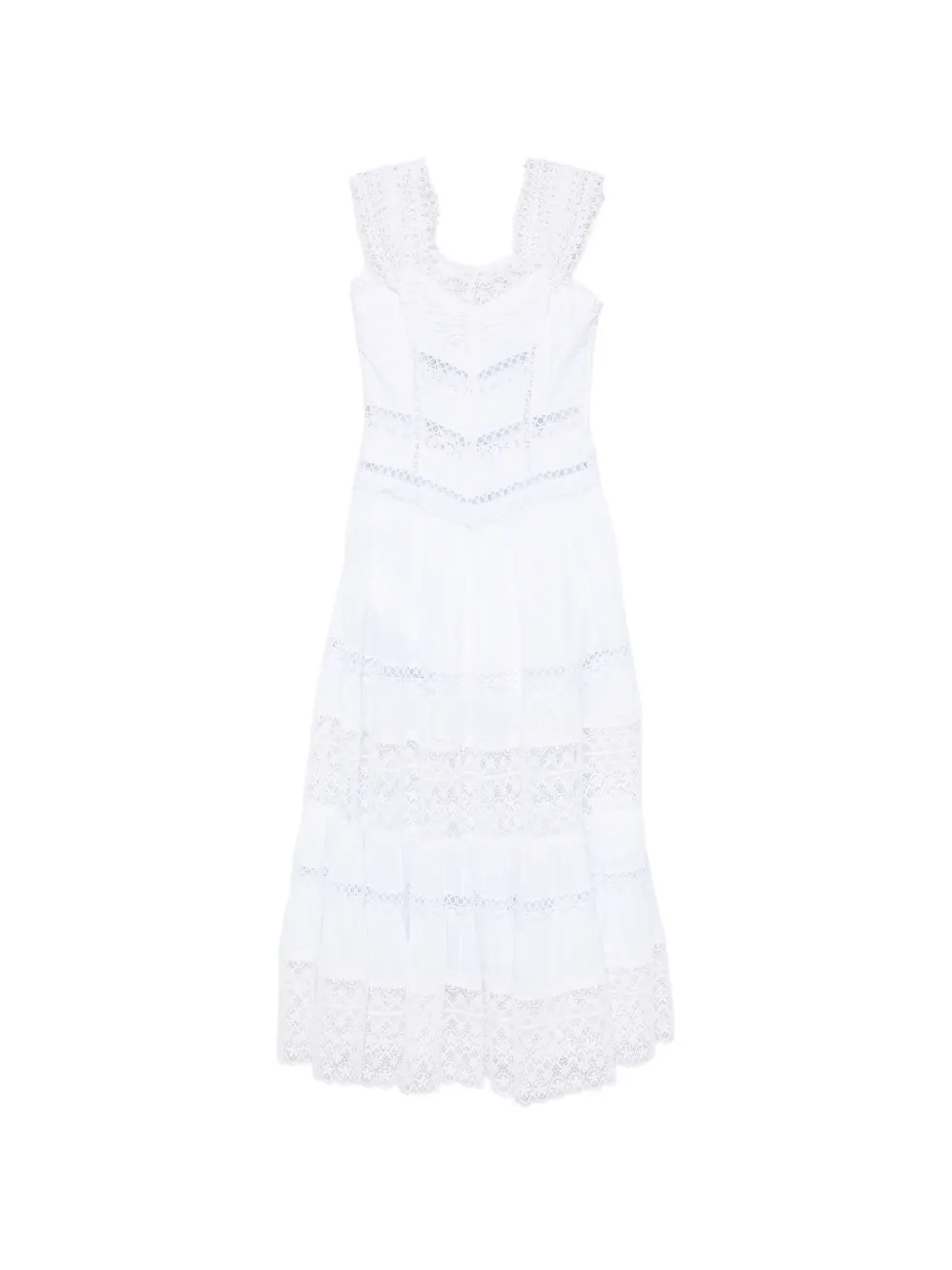 Charo Ruiz Ibiza Amaira lace-panelled tiered maxi dress - Bianco