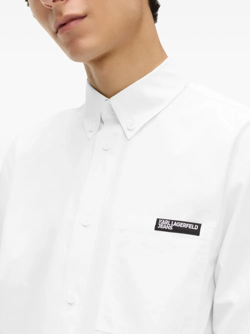 Karl Lagerfeld Popeline overhemd met logopatch Wit