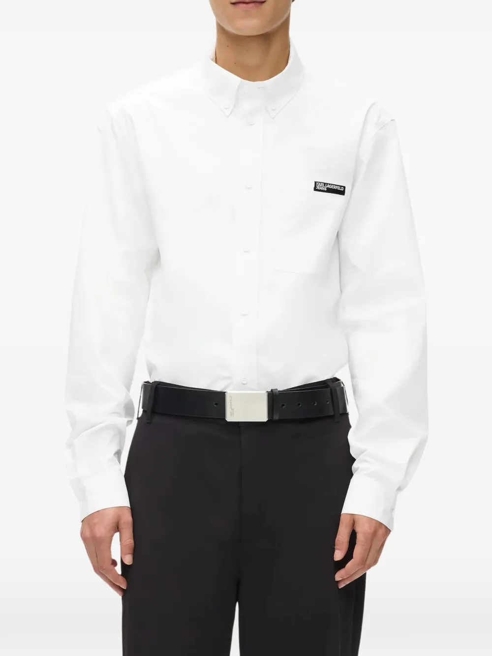 Karl Lagerfeld Popeline overhemd met logopatch Wit