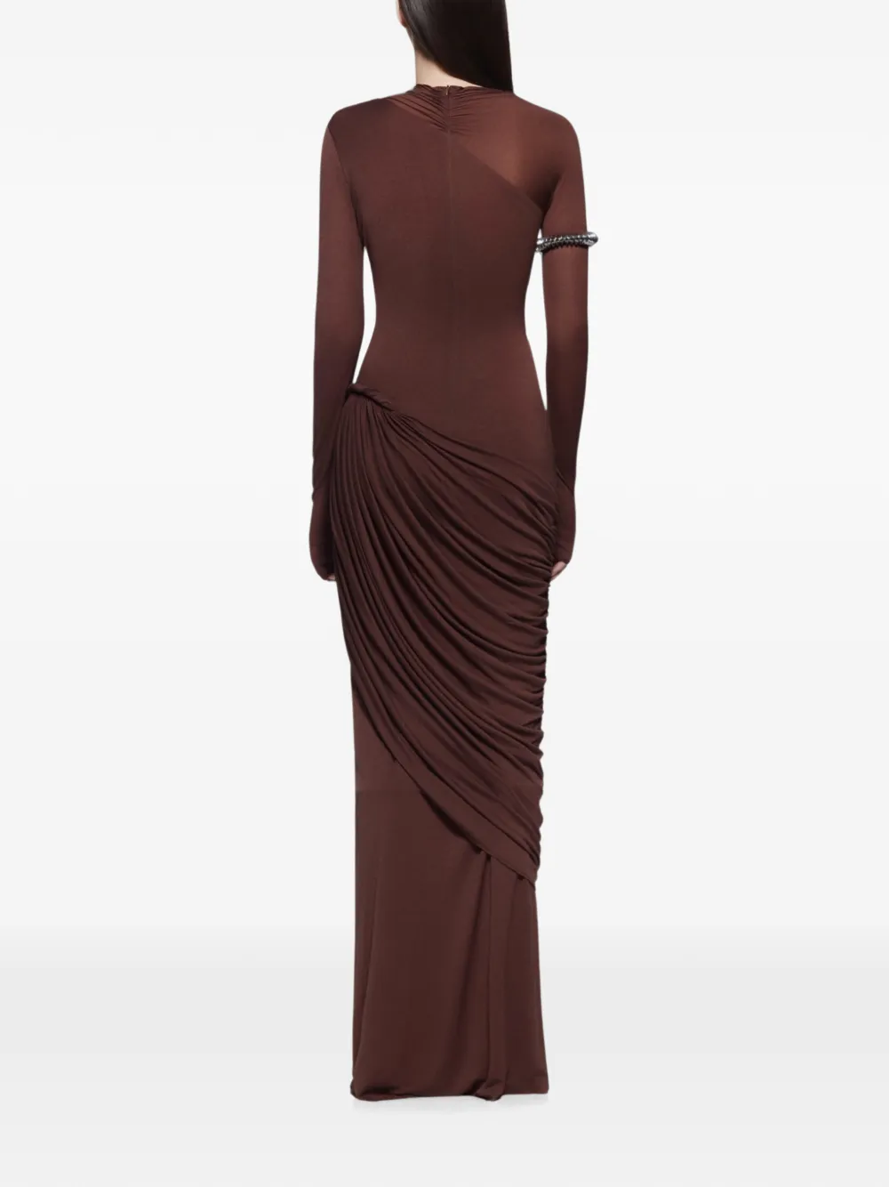 CHATS BY C.DAM CDAM33 asymmetrische maxi-jurk met ruches Bruin