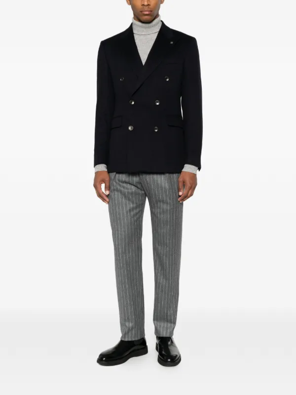 TAGLIATORE グレージュ ダブル ブルー ブラック Tagliatore ダブルジャケット | ブルー | FARFETCH JP