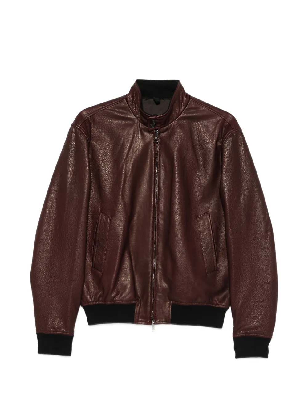 Tagliatore Ice pebbled leather jacket - Marrone
