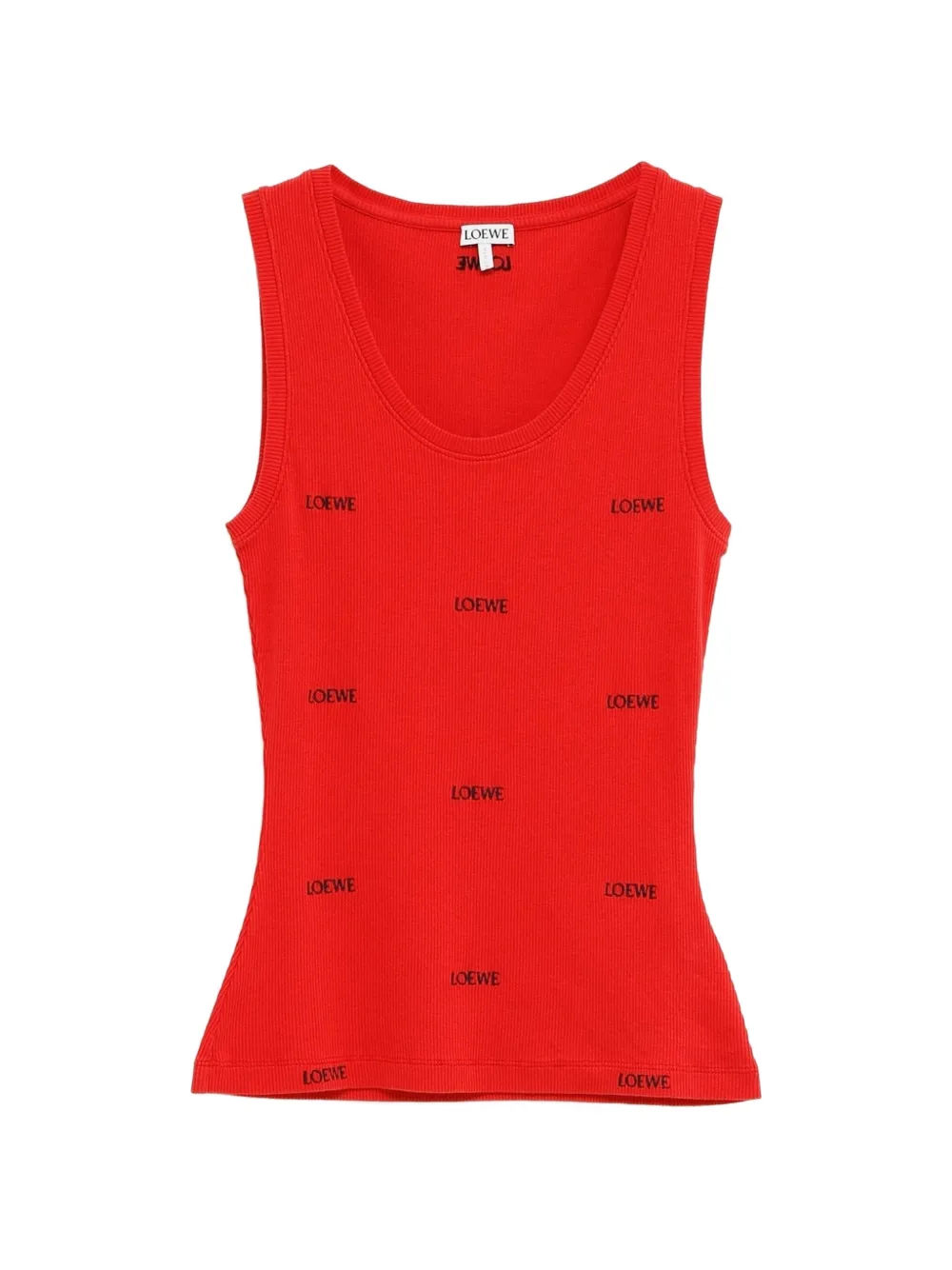 LOEWE logo-embroidered ribbed-knit tank top - Rosso