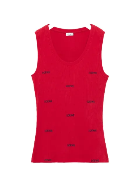 LOEWE camiseta de canalé con logo bordado