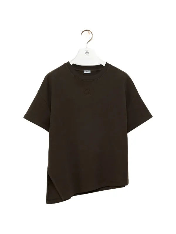 Loewe Asymmetric T-shirt in Cotton Blend in Brown